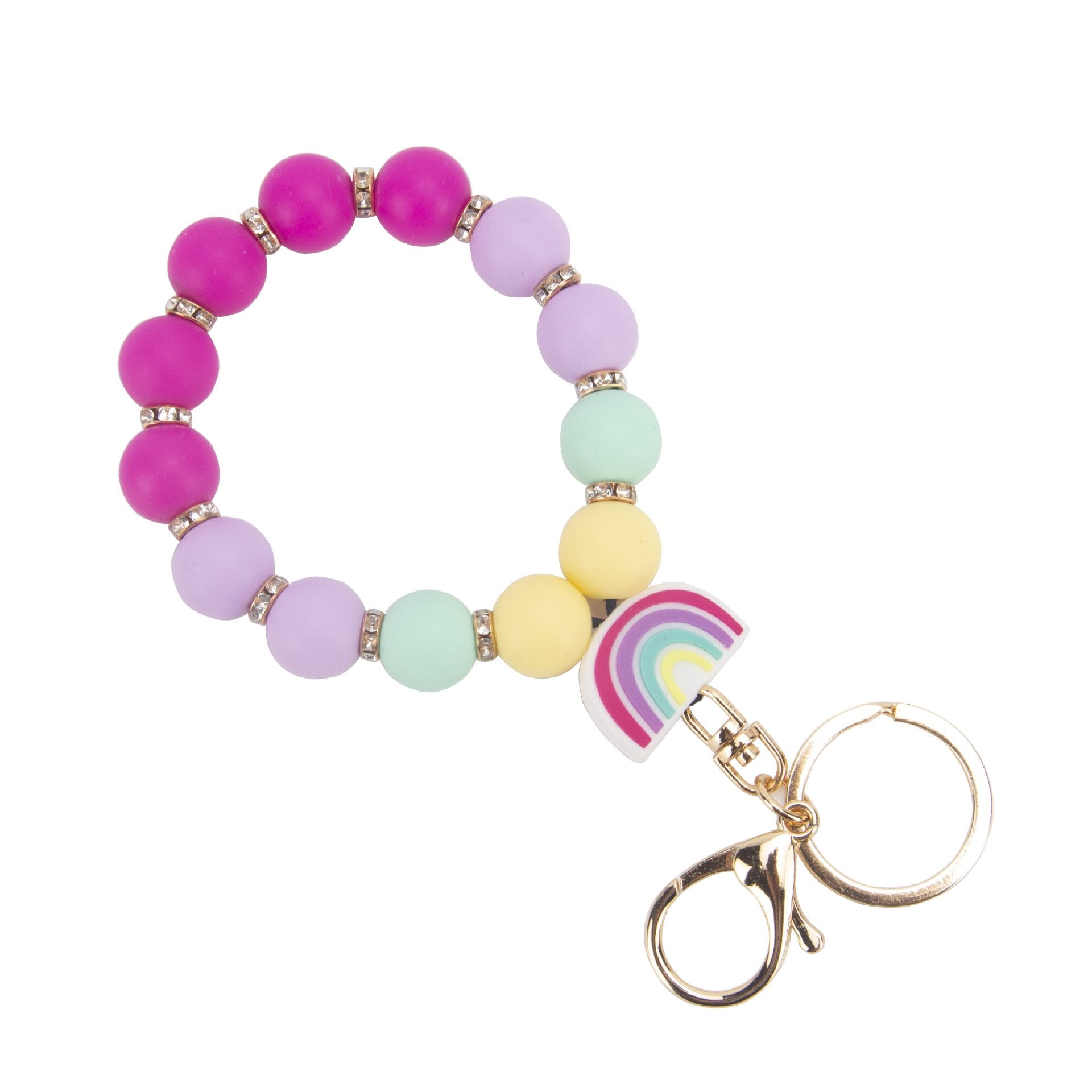 Wholesale Silicone Small Rainbow Beads Keychains
